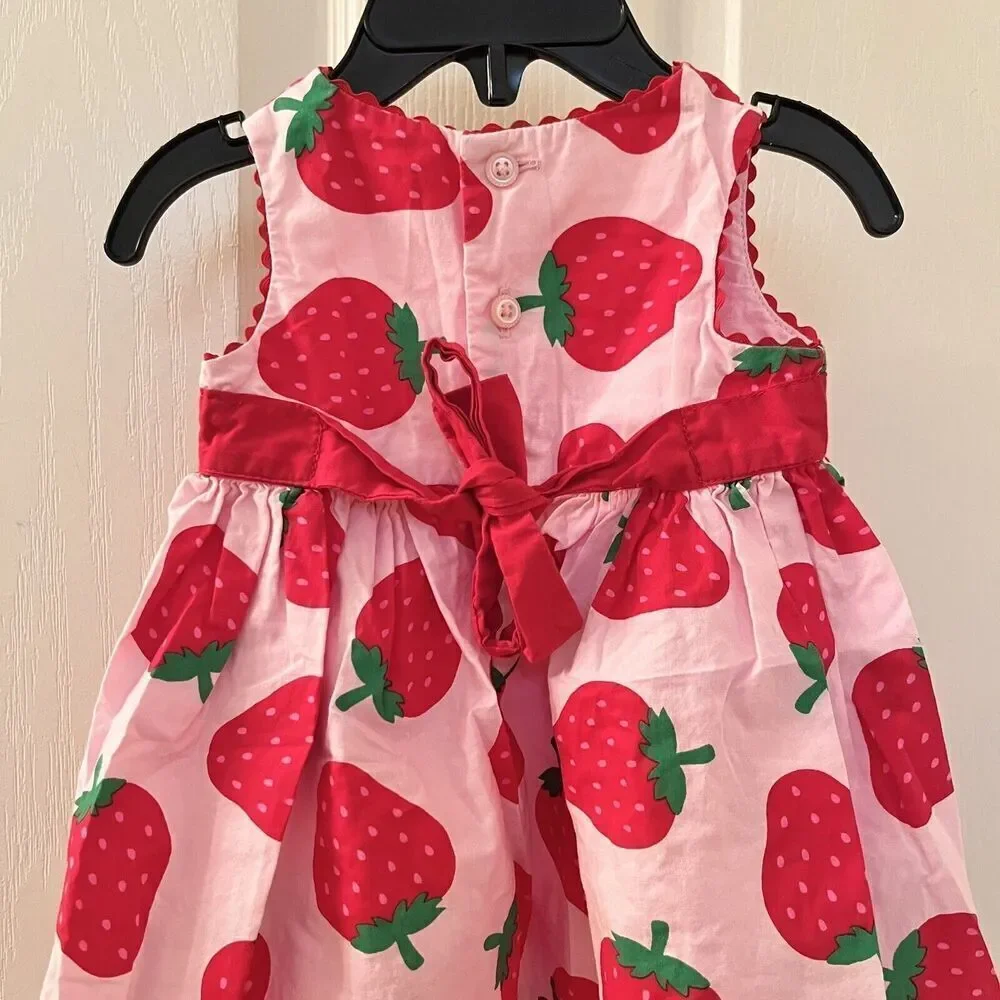 Carter's Pink Strawberry Dress Cotton Girls Size 3 Months